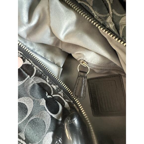 Coach Shoulder Bag Purse Tri Color Signature Alexandra Satchel Black Grey - Picture 15 of 16